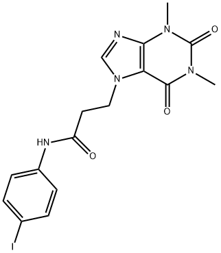 3-(1,3-dimethyl-2,6-dioxopurin-7-yl)-N-(4-iodophenyl)propanamide 구조식 이미지