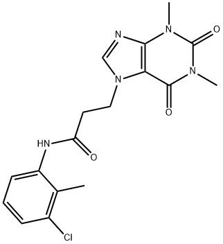 N-(3-chloro-2-methylphenyl)-3-(1,3-dimethyl-2,6-dioxopurin-7-yl)propanamide 구조식 이미지