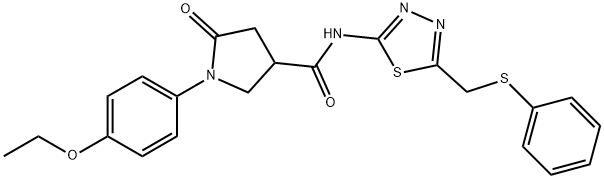 1-(4-ethoxyphenyl)-5-oxo-N-[5-(phenylsulfanylmethyl)-1,3,4-thiadiazol-2-yl]pyrrolidine-3-carboxamide 구조식 이미지