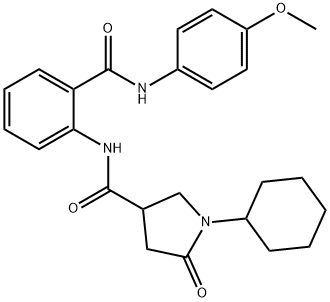 1-cyclohexyl-N-[2-[(4-methoxyphenyl)carbamoyl]phenyl]-5-oxopyrrolidine-3-carboxamide 구조식 이미지