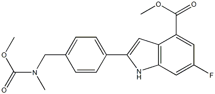 methyl 6-fluoro-2-(4-(((methoxycarbonyl)(methyl)amino)methyl)phenyl)-1H-indole-4-carboxylate Structure