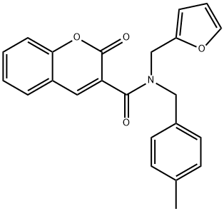 N-(furan-2-ylmethyl)-N-[(4-methylphenyl)methyl]-2-oxochromene-3-carboxamide Structure
