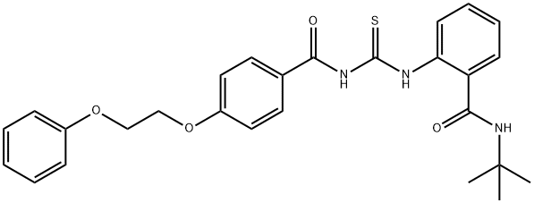 N-(tert-butyl)-2-[({[4-(2-phenoxyethoxy)benzoyl]amino}carbonothioyl)amino]benzamide 구조식 이미지