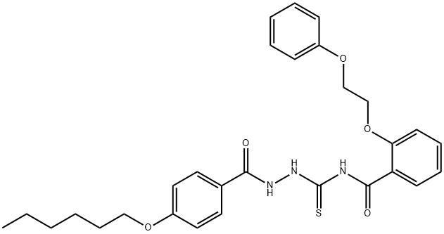 N-({2-[4-(hexyloxy)benzoyl]hydrazino}carbonothioyl)-2-(2-phenoxyethoxy)benzamide 구조식 이미지