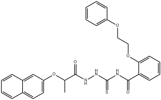 N-({2-[2-(2-naphthyloxy)propanoyl]hydrazino}carbonothioyl)-2-(2-phenoxyethoxy)benzamide 구조식 이미지
