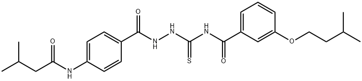 N-[[[4-(3-methylbutanoylamino)benzoyl]amino]carbamothioyl]-3-(3-methylbutoxy)benzamide 구조식 이미지