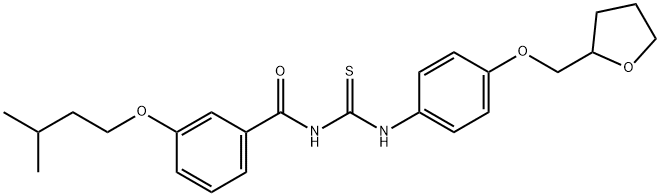 3-(3-methylbutoxy)-N-({[4-(tetrahydro-2-furanylmethoxy)phenyl]amino}carbonothioyl)benzamide 구조식 이미지