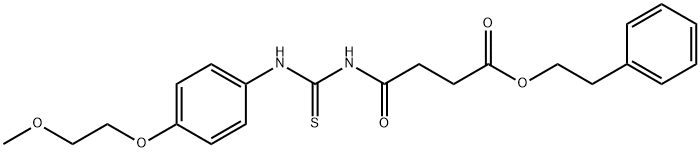 2-phenylethyl 4-[({[4-(2-methoxyethoxy)phenyl]amino}carbonothioyl)amino]-4-oxobutanoate 구조식 이미지