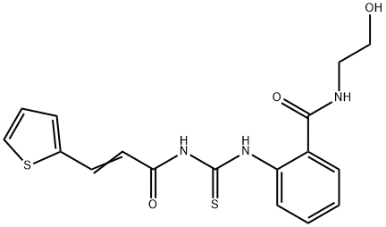 N-(2-hydroxyethyl)-2-[({[3-(2-thienyl)acryloyl]amino}carbonothioyl)amino]benzamide Structure