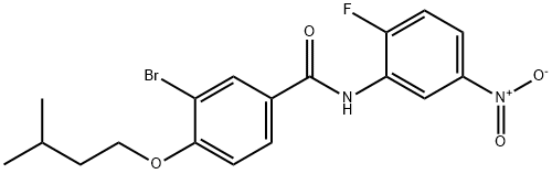 3-bromo-N-(2-fluoro-5-nitrophenyl)-4-(3-methylbutoxy)benzamide 구조식 이미지
