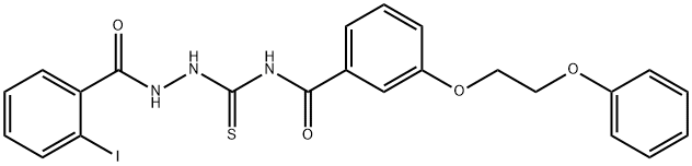 N-{[2-(2-iodobenzoyl)hydrazino]carbonothioyl}-3-(2-phenoxyethoxy)benzamide 구조식 이미지