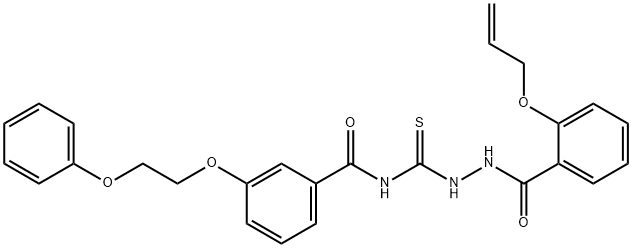 N-({2-[2-(allyloxy)benzoyl]hydrazino}carbonothioyl)-3-(2-phenoxyethoxy)benzamide 구조식 이미지