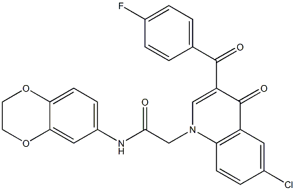 2-[6-chloro-3-(4-fluorobenzoyl)-4-oxoquinolin-1-yl]-N-(2,3-dihydro-1,4-benzodioxin-6-yl)acetamide Structure