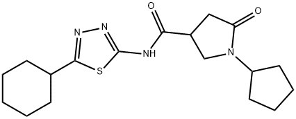 N-(5-cyclohexyl-1,3,4-thiadiazol-2-yl)-1-cyclopentyl-5-oxopyrrolidine-3-carboxamide 구조식 이미지