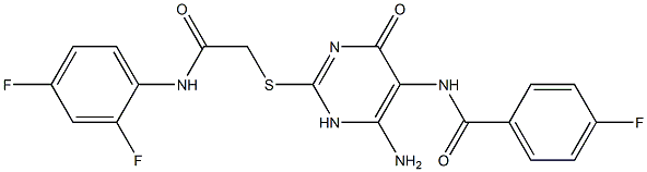 N-[6-amino-2-[2-(2,4-difluoroanilino)-2-oxoethyl]sulfanyl-4-oxo-1H-pyrimidin-5-yl]-4-fluorobenzamide Structure