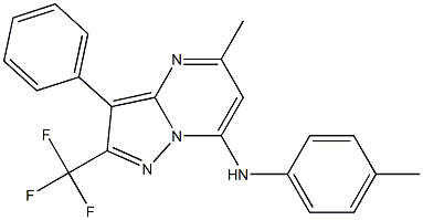 5-methyl-N-(4-methylphenyl)-3-phenyl-2-(trifluoromethyl)pyrazolo[1,5-a]pyrimidin-7-amine Structure