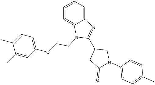 4-[1-[2-(3,4-dimethylphenoxy)ethyl]benzimidazol-2-yl]-1-(4-methylphenyl)pyrrolidin-2-one Structure