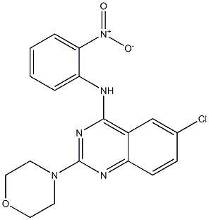 4-Quinazolinamine, 6-chloro-2-(4-morpholinyl)-N-(2-nitrophenyl)- Structure