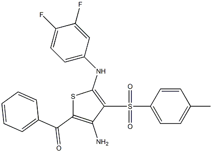 [3-amino-5-(3,4-difluoroanilino)-4-(4-methylphenyl)sulfonylthiophen-2-yl]-phenylmethanone Structure