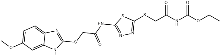 ethyl ({[5-({[(5-methoxy-1H-benzimidazol-2-yl)sulfanyl]acetyl}amino)-1,3,4-thiadiazol-2-yl]sulfanyl}acetyl)carbamate Structure