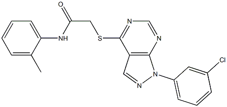 2-[1-(3-chlorophenyl)pyrazolo[3,4-d]pyrimidin-4-yl]sulfanyl-N-(2-methylphenyl)acetamide Structure