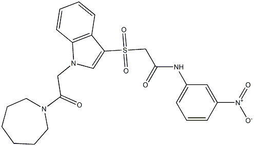 2-[1-[2-(azepan-1-yl)-2-oxoethyl]indol-3-yl]sulfonyl-N-(3-nitrophenyl)acetamide Structure