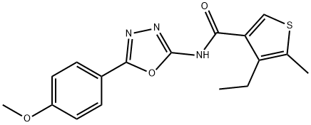 4-ethyl-N-[5-(4-methoxyphenyl)-1,3,4-oxadiazol-2-yl]-5-methylthiophene-3-carboxamide 구조식 이미지