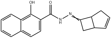 N-[(E)-7-bicyclo[3.2.0]hept-3-enylideneamino]-1-hydroxynaphthalene-2-carboxamide Structure