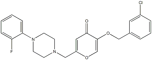 5-[(3-chlorophenyl)methoxy]-2-[[4-(2-fluorophenyl)piperazin-1-yl]methyl]pyran-4-one Structure