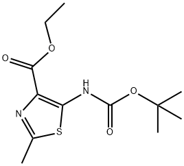 Ethyl 5-((tert-butoxycarbonyl)amino)-2-methylthiazole-4-carboxylate 구조식 이미지