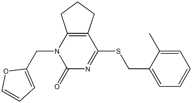 1-(furan-2-ylmethyl)-4-[(2-methylphenyl)methylsulfanyl]-6,7-dihydro-5H-cyclopenta[d]pyrimidin-2-one Structure