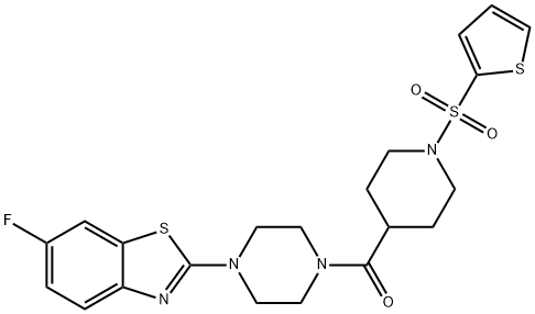 [4-(6-fluoro-1,3-benzothiazol-2-yl)piperazin-1-yl]-(1-thiophen-2-ylsulfonylpiperidin-4-yl)methanone Structure