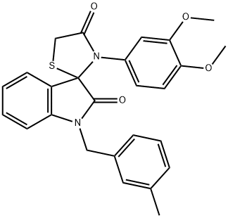 3-(3,4-dimethoxyphenyl)-1'-[(3-methylphenyl)methyl]spiro[1,3-thiazolidine-2,3'-indole]-2',4-dione Structure