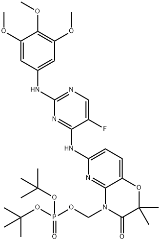 901119-38-8 Ditert-butyl [6-[[5-fluoro-2-(3,4,5-trimethoxyanilino)pyrimidin-4-yl]amino]-2,2-dimethyl-3-oxo-pyrido[3,2-b][1,4]oxazin-4-yl]methyl phosphate