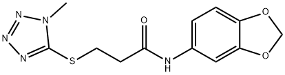 N-(1,3-benzodioxol-5-yl)-3-(1-methyltetrazol-5-yl)sulfanylpropanamide 구조식 이미지