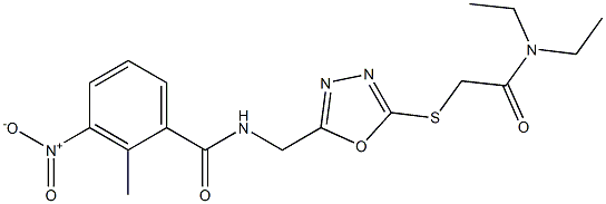 N-[[5-[2-(diethylamino)-2-oxoethyl]sulfanyl-1,3,4-oxadiazol-2-yl]methyl]-2-methyl-3-nitrobenzamide Structure