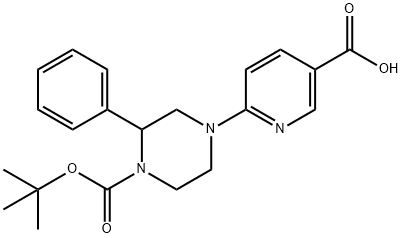 6-{4-[(tert-butoxy)carbonyl]-3-phenylpiperazin-1-yl}pyridine-3-carboxylic acid 구조식 이미지