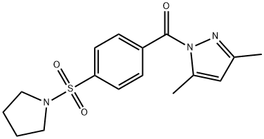 (3,5-dimethyl-1H-pyrazol-1-yl)(4-(pyrrolidin-1-ylsulfonyl)phenyl)methanone 구조식 이미지