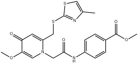 methyl 4-[[2-[5-methoxy-2-[(4-methyl-1,3-thiazol-2-yl)sulfanylmethyl]-4-oxopyridin-1-yl]acetyl]amino]benzoate Structure