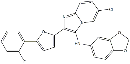 N-(1,3-benzodioxol-5-yl)-6-chloro-2-[5-(2-fluorophenyl)furan-2-yl]imidazo[1,2-a]pyridin-3-amine Structure