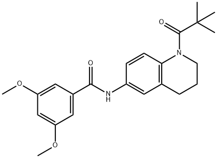 N-[1-(2,2-dimethylpropanoyl)-3,4-dihydro-2H-quinolin-6-yl]-3,5-dimethoxybenzamide 구조식 이미지