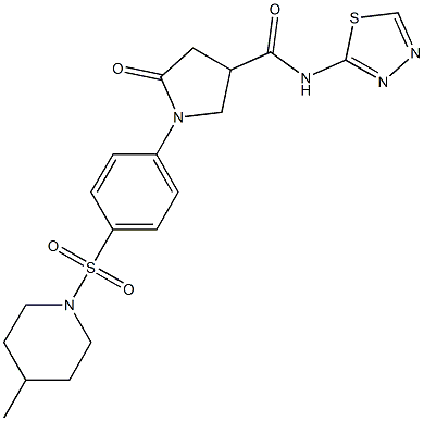 1-[4-(4-methylpiperidin-1-yl)sulfonylphenyl]-5-oxo-N-(1,3,4-thiadiazol-2-yl)pyrrolidine-3-carboxamide 구조식 이미지