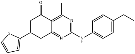 2-[(4-ethylphenyl)amino]-4-methyl-7-(thiophen-2-yl)-7,8-dihydroquinazolin-5(6H)-one Structure