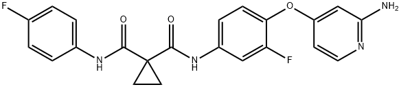 N-{4-[(2-Aminopyridin-4-yl)oxy]-3-fluorophenyl}-N'-(4-fluorophenyl)cyclopropane-1,1-dicarboxamide 구조식 이미지