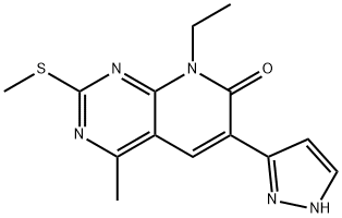 8-ethyl-4-methyl-2-methylsulfanyl-6-(1H-pyrazol-5-yl)pyrido[2,3-d]pyrimidin-7-one 구조식 이미지