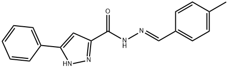 (E)-N-(4-메틸벤질리덴)-3-페닐-1H-피라졸-5-카르보히드라지드 구조식 이미지