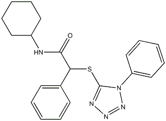 N-cyclohexyl-2-phenyl-2-[(1-phenyl-1H-tetrazol-5-yl)sulfanyl]acetamide 구조식 이미지