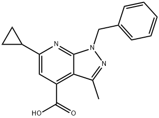 1-Benzyl-6-cyclopropyl-3-methyl-1H-pyrazolo[3,4-b]pyridine-4-carboxylic acid Structure