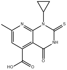 1-Cyclopropyl-2-mercapto-7-methyl-4-oxo-1,4-dihydropyrido[2,3-d]pyrimidine-5-carboxylic acid 구조식 이미지