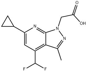 2-[6-Cyclopropyl-4-(difluoromethyl)-3-methyl-pyrazolo[3,4-b]pyridin-1-yl]acetic acid Structure